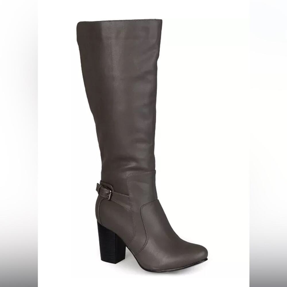 Journee Collection Carver Tall Boot Grey Faux Leather - Size 8.5